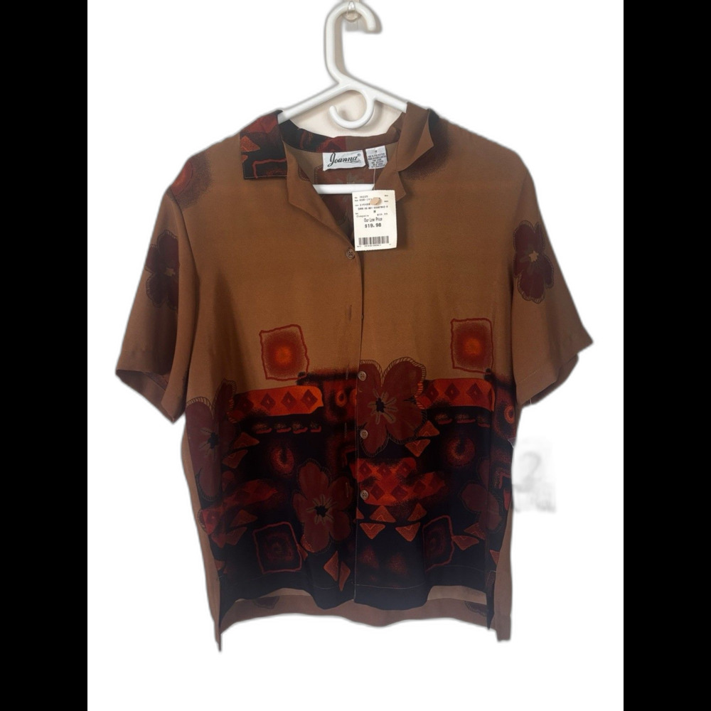 NWT Vintage Joanna Button Up Men’s Size M Short Sleeve Shirt Floral Abstract